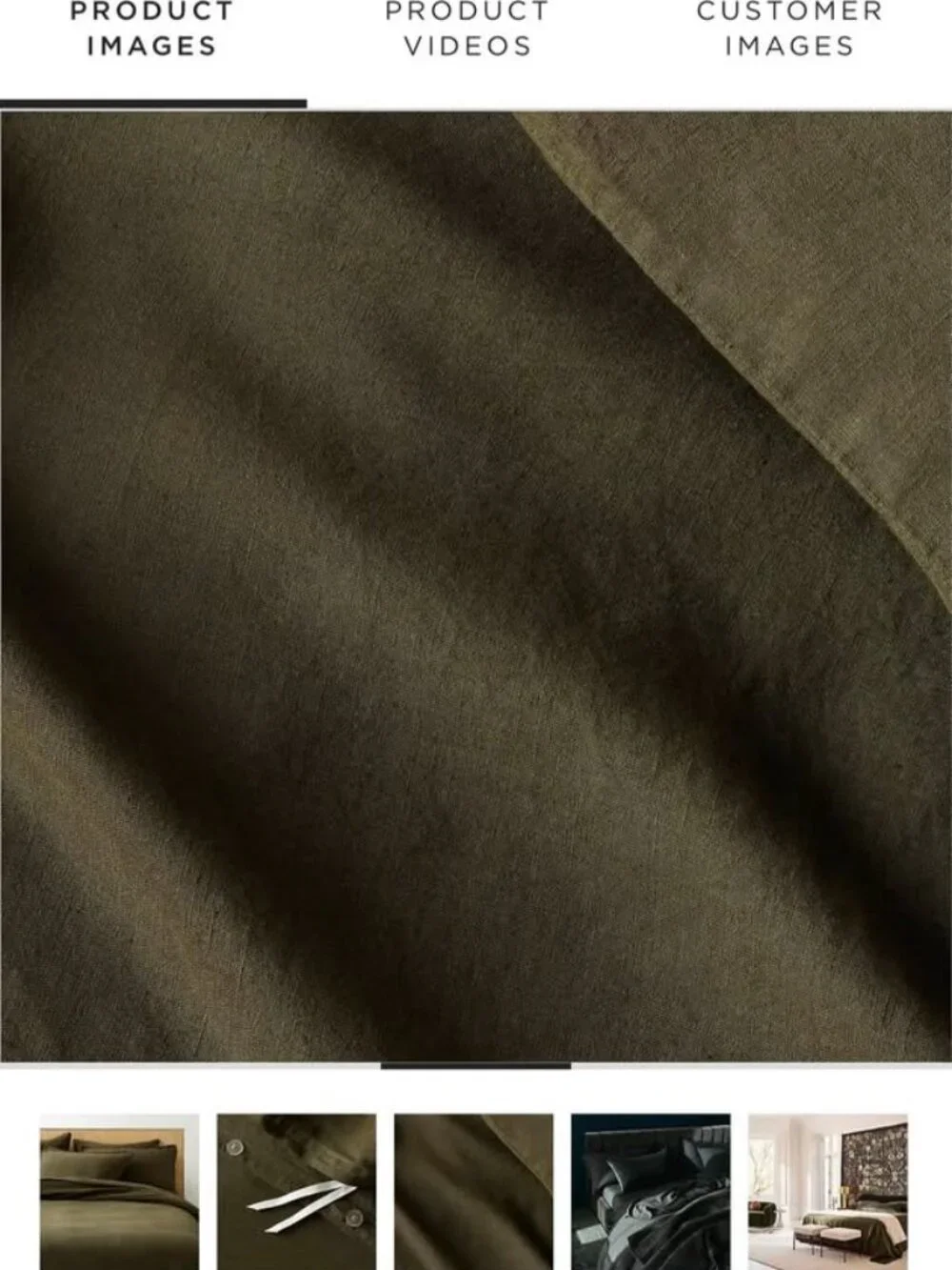 NEW CB2 Forest Green QUEEN 100% Linen Duvet Cover ONLY. NO SHAMS